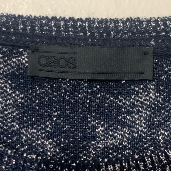 ASOS knitted Metallic yarn Sweater in Navy and Silver metallic sz Xs Mens - Picture 6 of 10